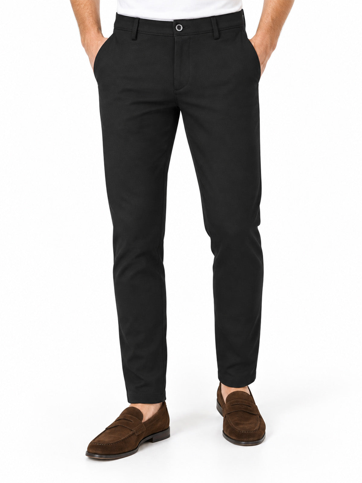 Black Cotton Rib Solid Trouser