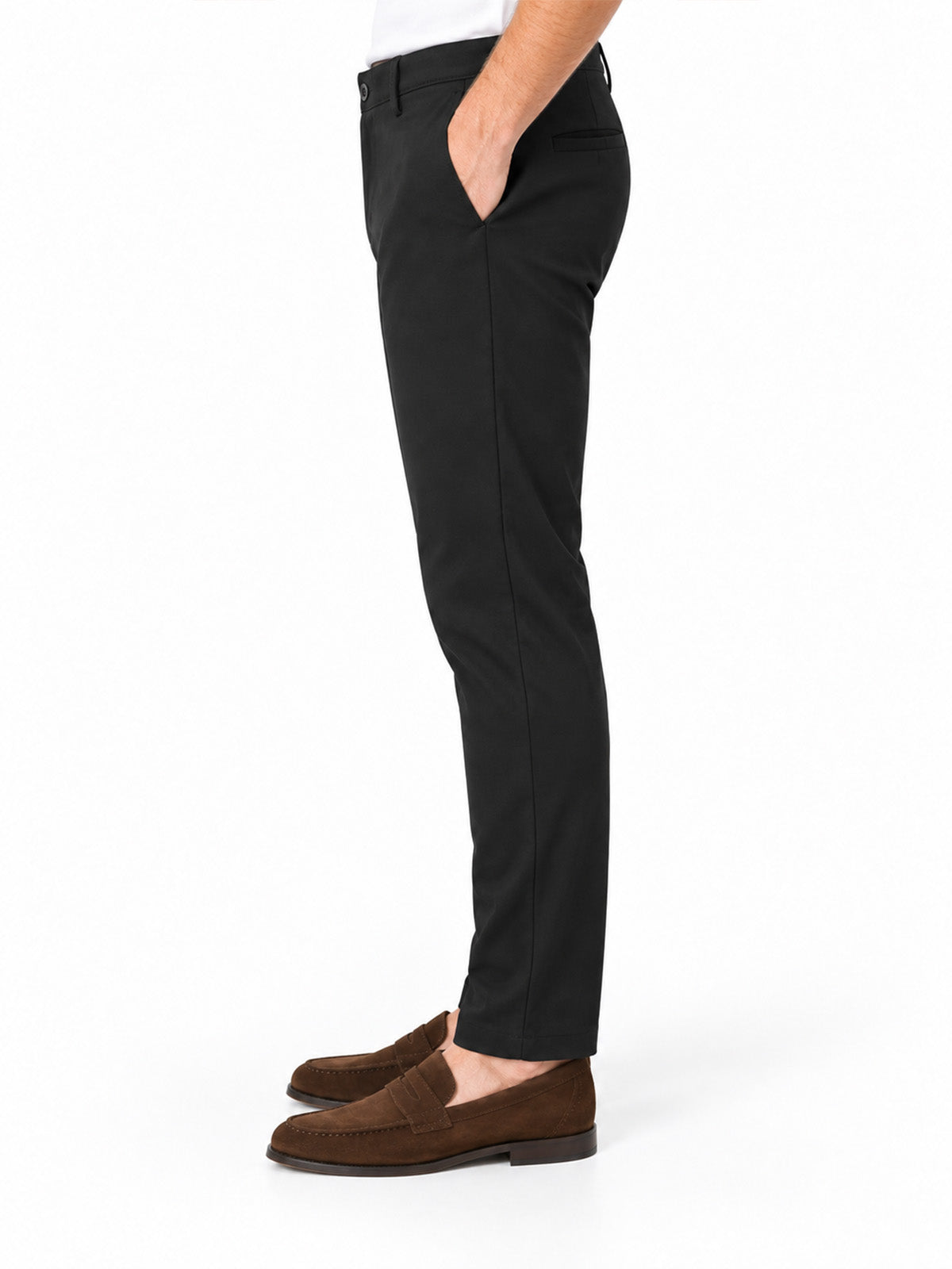 Black Cotton Rib Solid Trouser