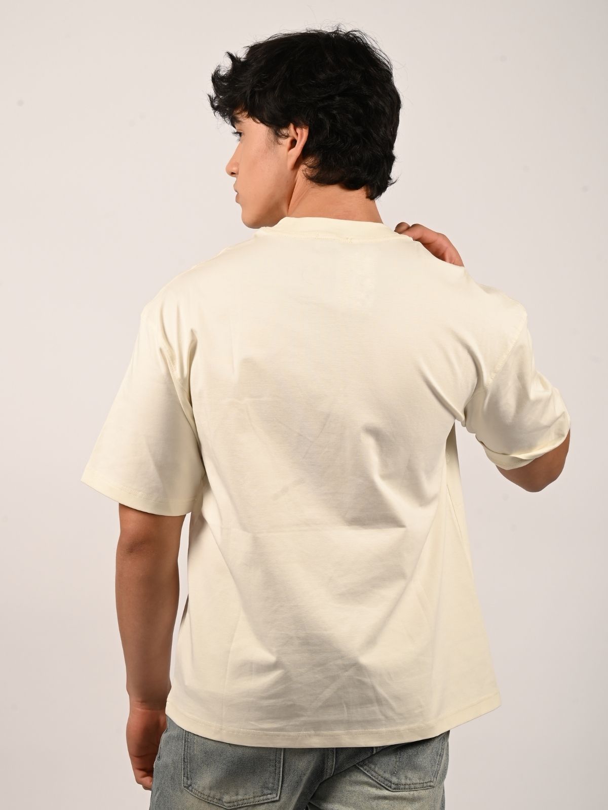 Franco Off White Cotton Jersey Printed T-Shirt For Men