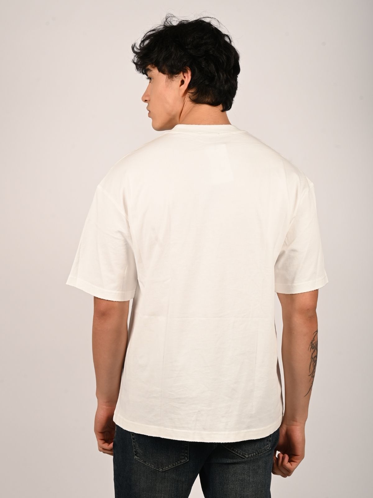 Franco White Cotton Jersey Printed T-Shirt For Men