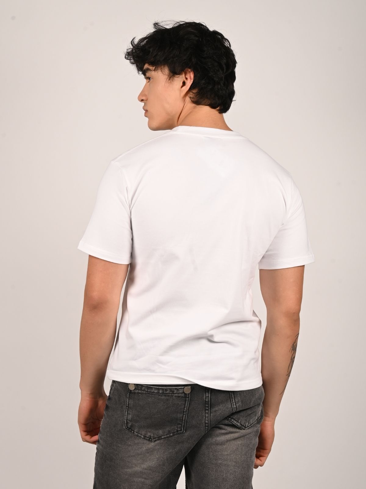 Franco White Cotton Jersey Printed T-Shirt For Men