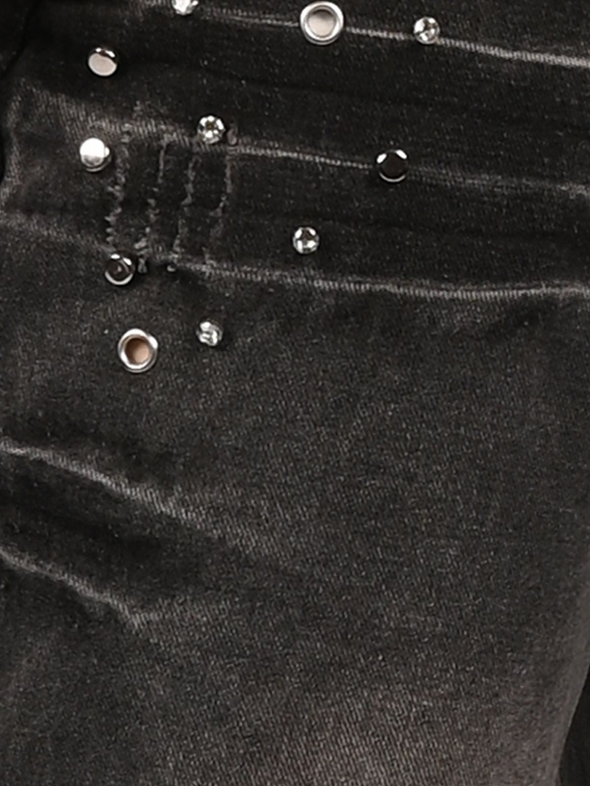 Franco Grey Denim Metallic Design Faded Trouser For Men