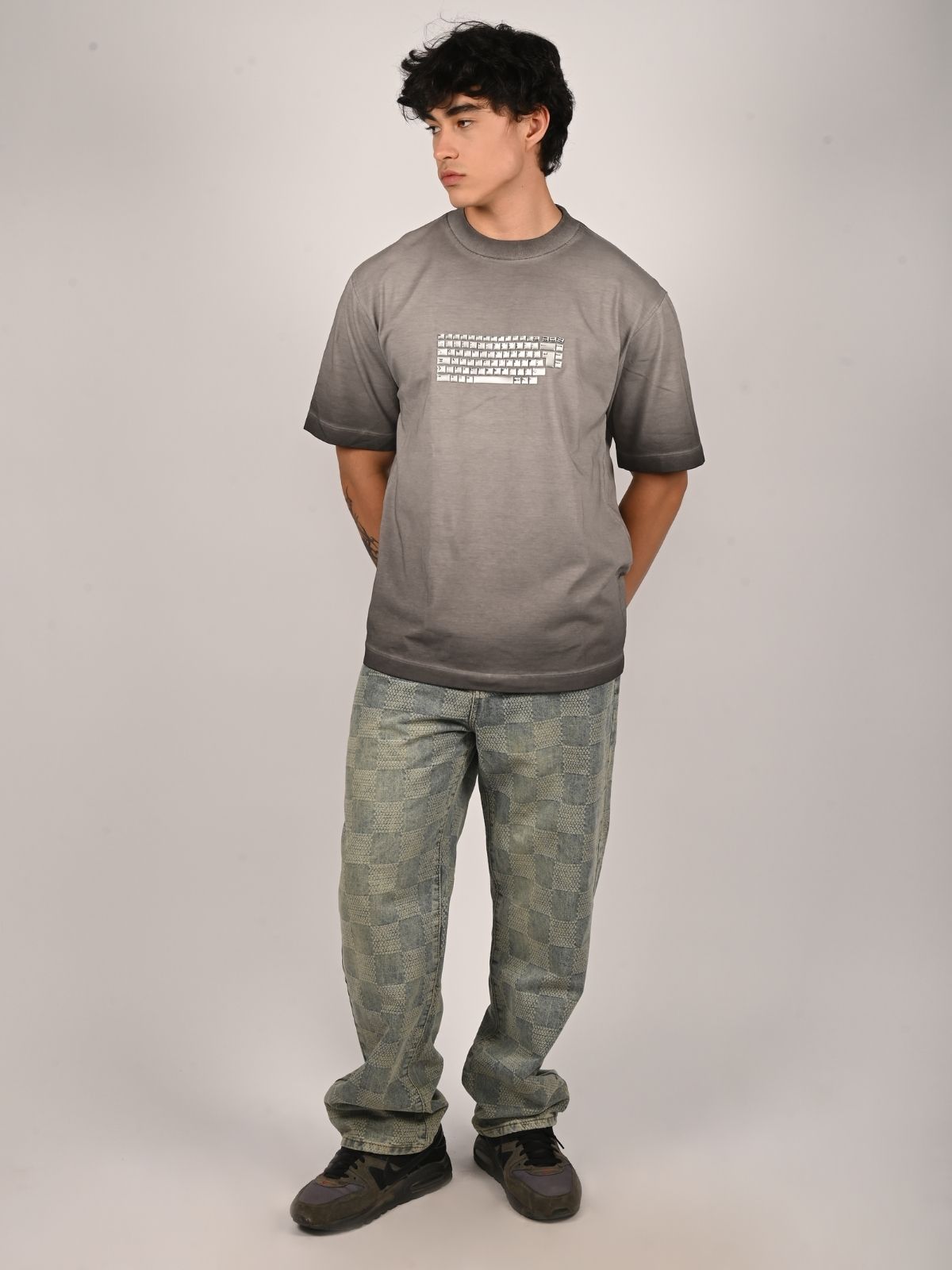 Franco Grey Cotton Jersey 3D Print T-Shirt For Men