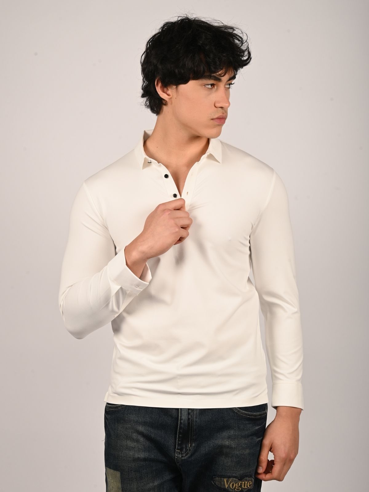 Franco White Polyester Lycra Solid T-Shirt For Men