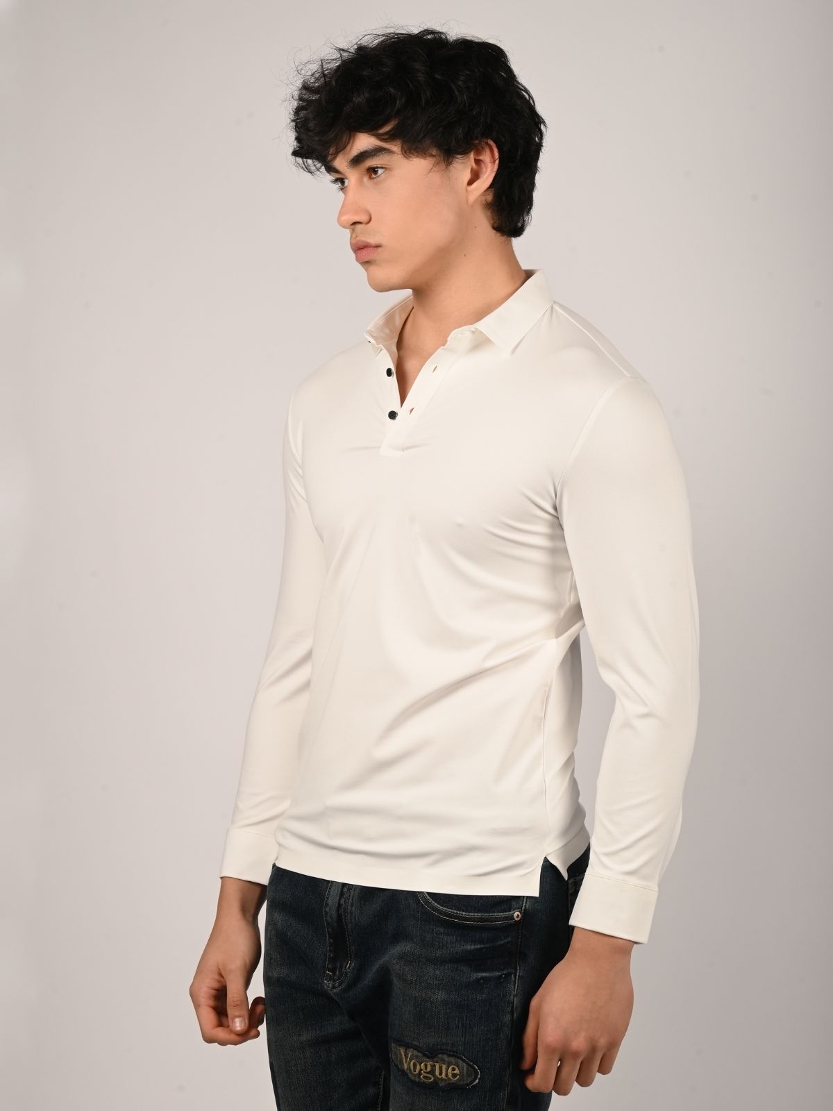 Franco White Polyester Lycra Solid T-Shirt For Men