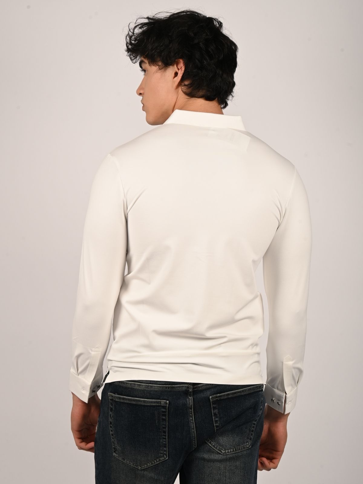 Franco White Polyester Lycra Solid T-Shirt For Men