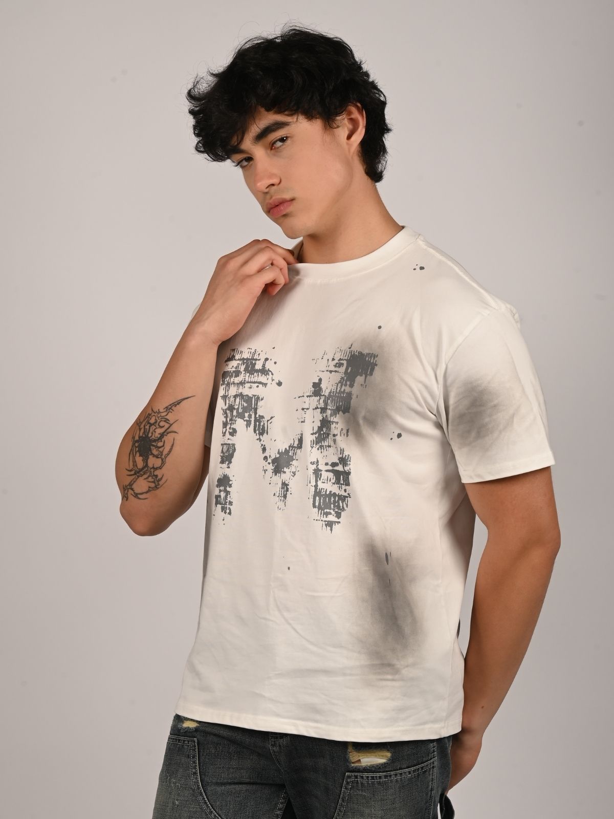 Franco White Cotton Jersey Printed T-Shirt For Men