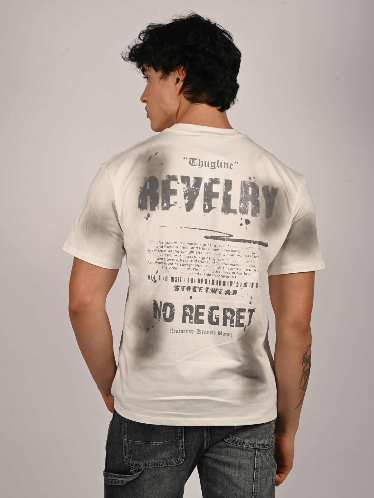 Franco White Cotton Jersey Printed T-Shirt For Men