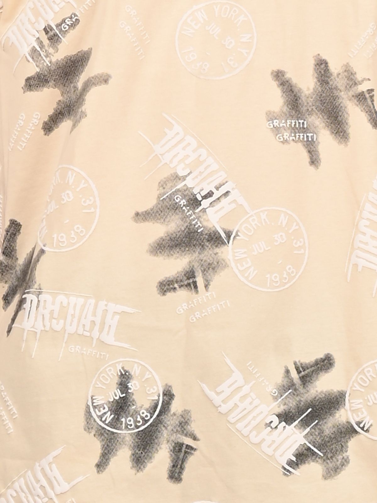 Franco Ivory Cotton Jersey Printed T-Shirt For Men