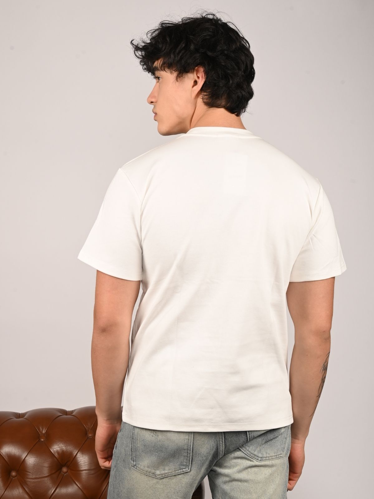 Franco White Cotton Lycra Printed T-Shirt For Men