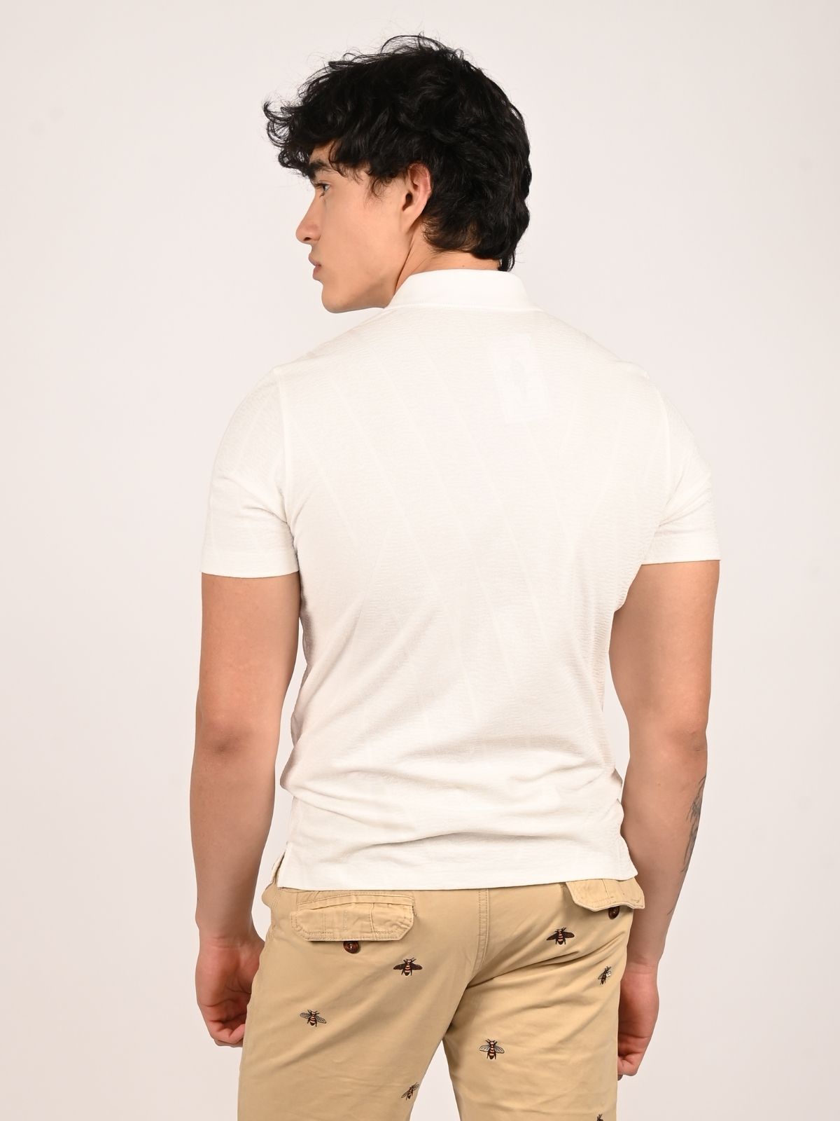 Franco White Polyester Lycra Solid T-Shirt For Men