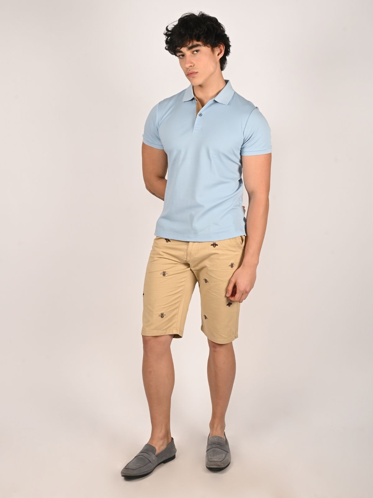 Franco Sky Blue Cotton Pique Solid T-Shirt For Men