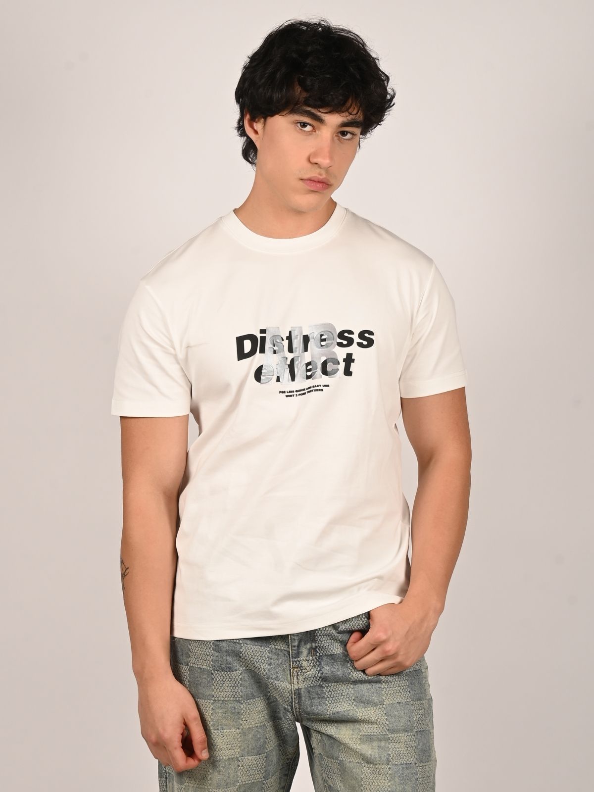 Franco White Cotton Jersey Printed T-Shirt For Men