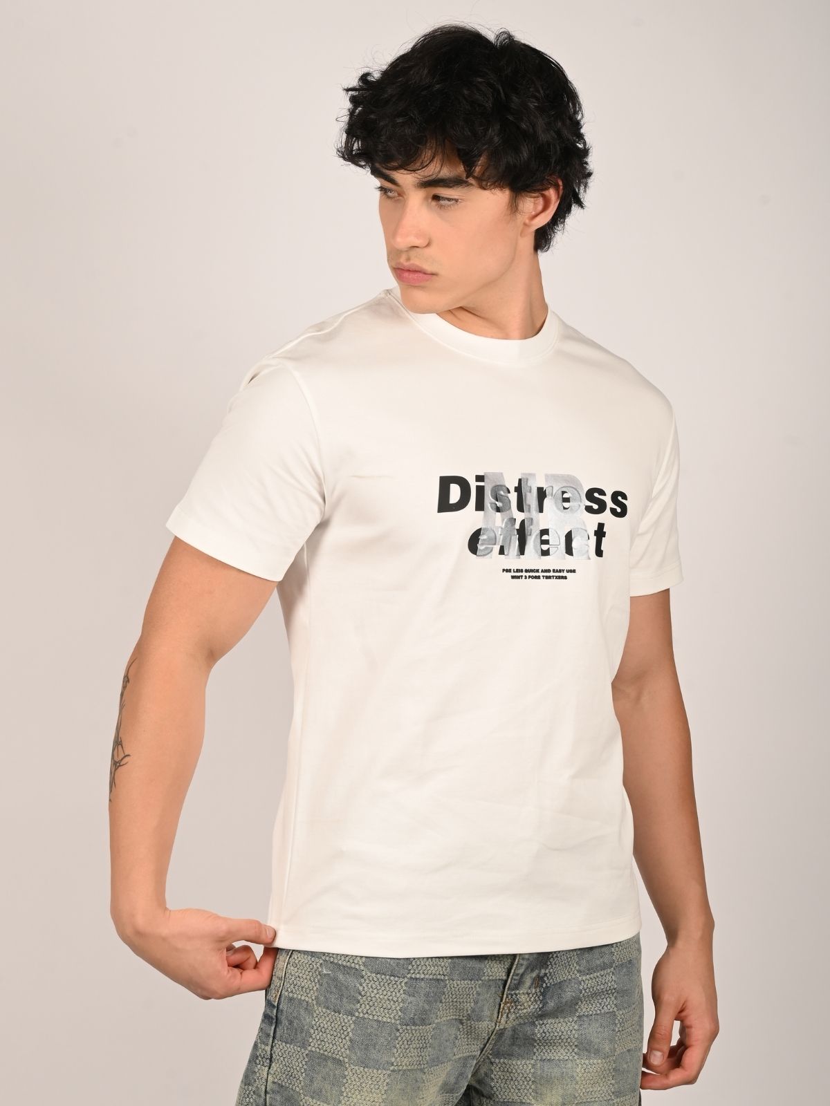 Franco White Cotton Jersey Printed T-Shirt For Men