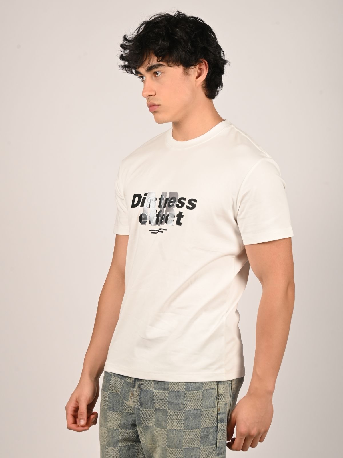 Franco White Cotton Jersey Printed T-Shirt For Men