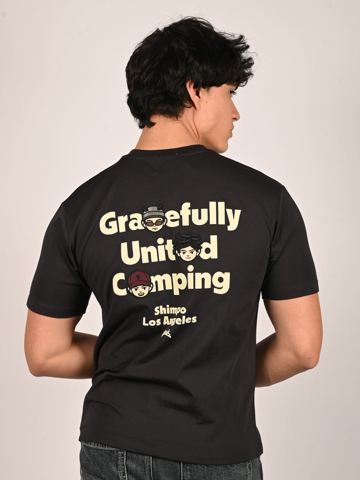 Franco Black Cotton Jersey Printed T-Shirt For Men