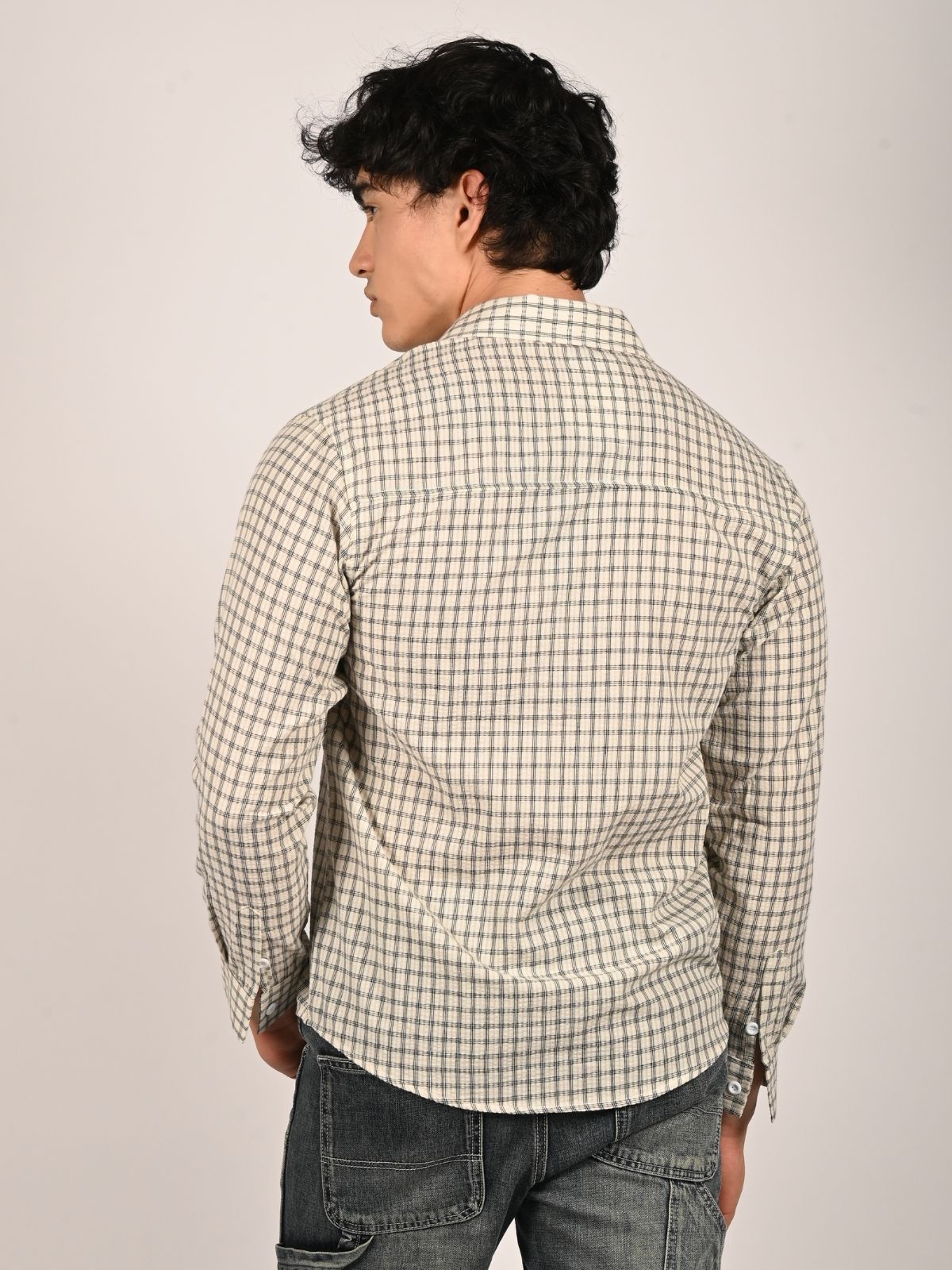 Franco White And Black Polyster Checked Shirts For Men