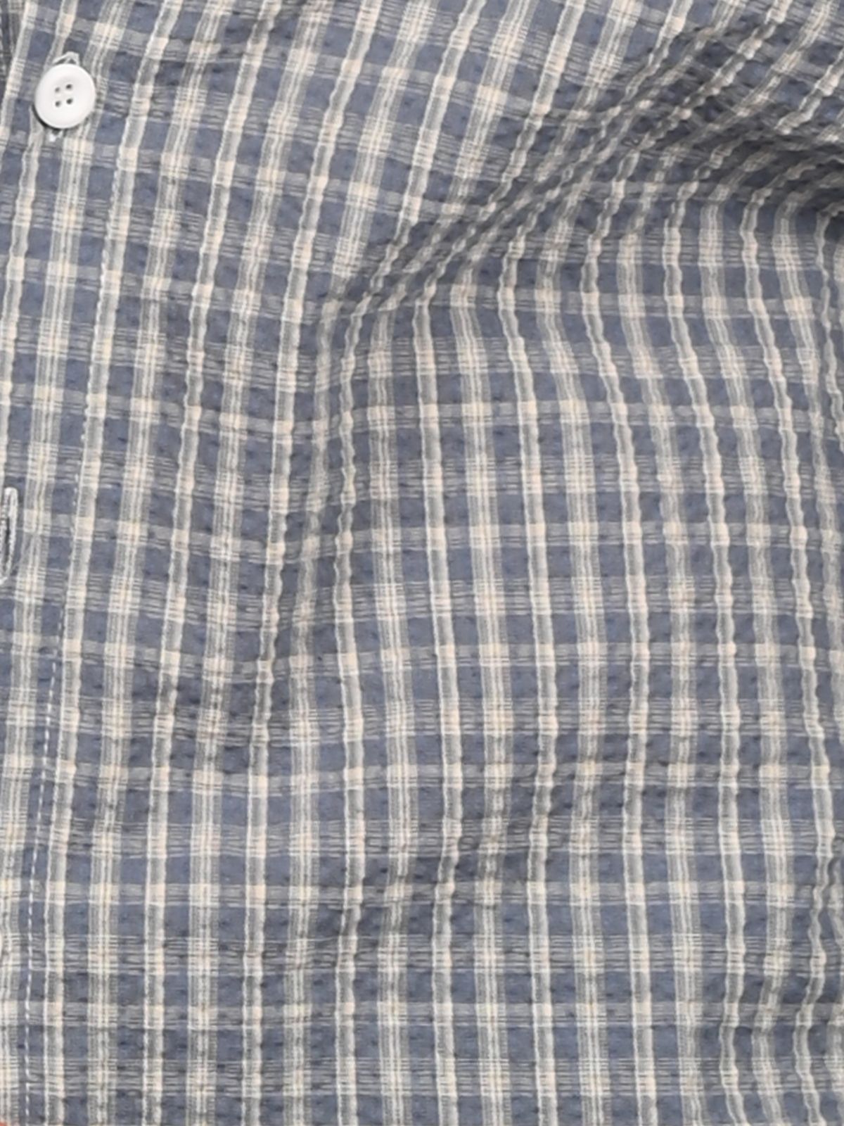 Franco Pastel Blue Polyster Checked Shirts For Men
