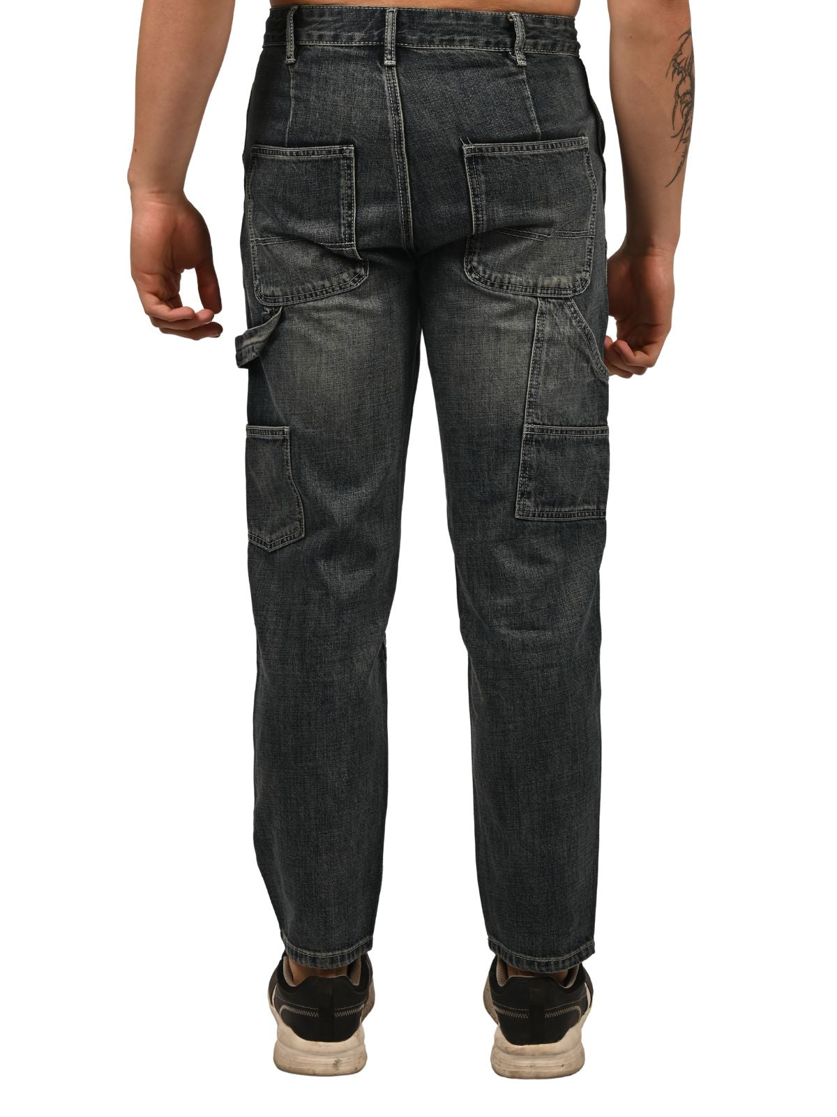 Franco Blue Denim Solid Ripped And Faded Trouser For Men