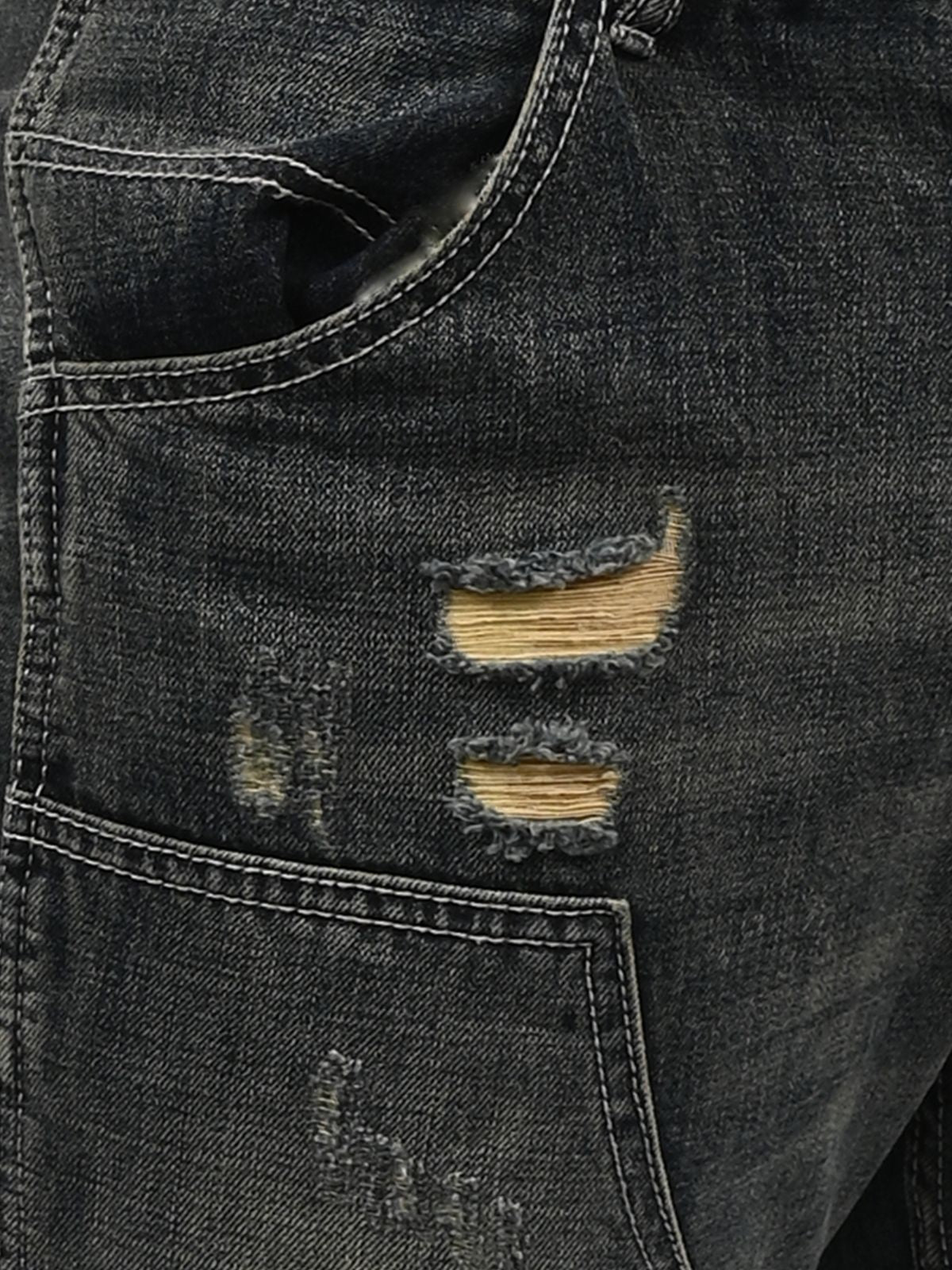 Franco Blue Denim Solid Ripped And Faded Trouser For Men