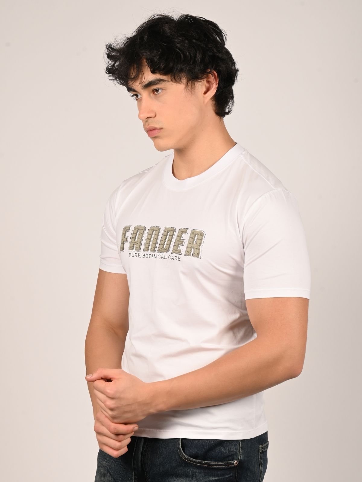 Franco White Cotton Jersey Printed T-Shirt For Men