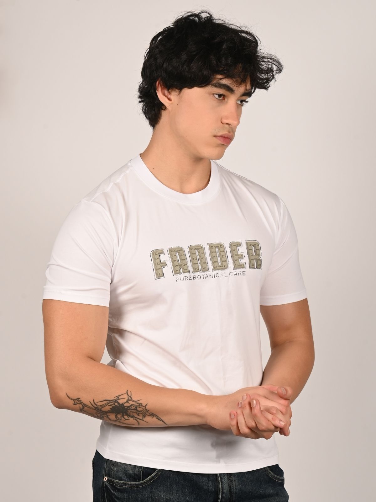 Franco White Cotton Jersey Printed T-Shirt For Men