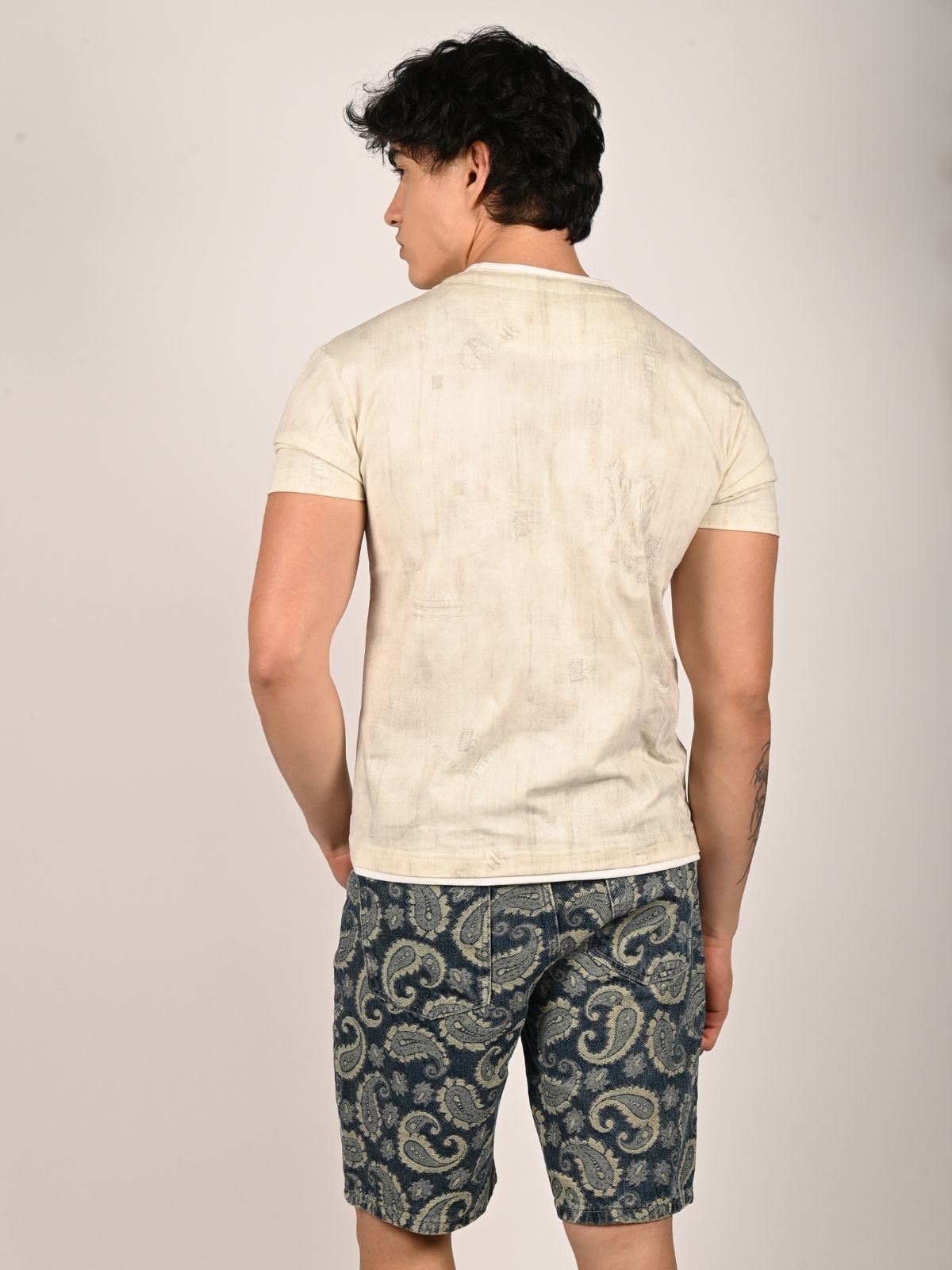 Franco Off White Cotton Jersey Printed T-Shirt For Men