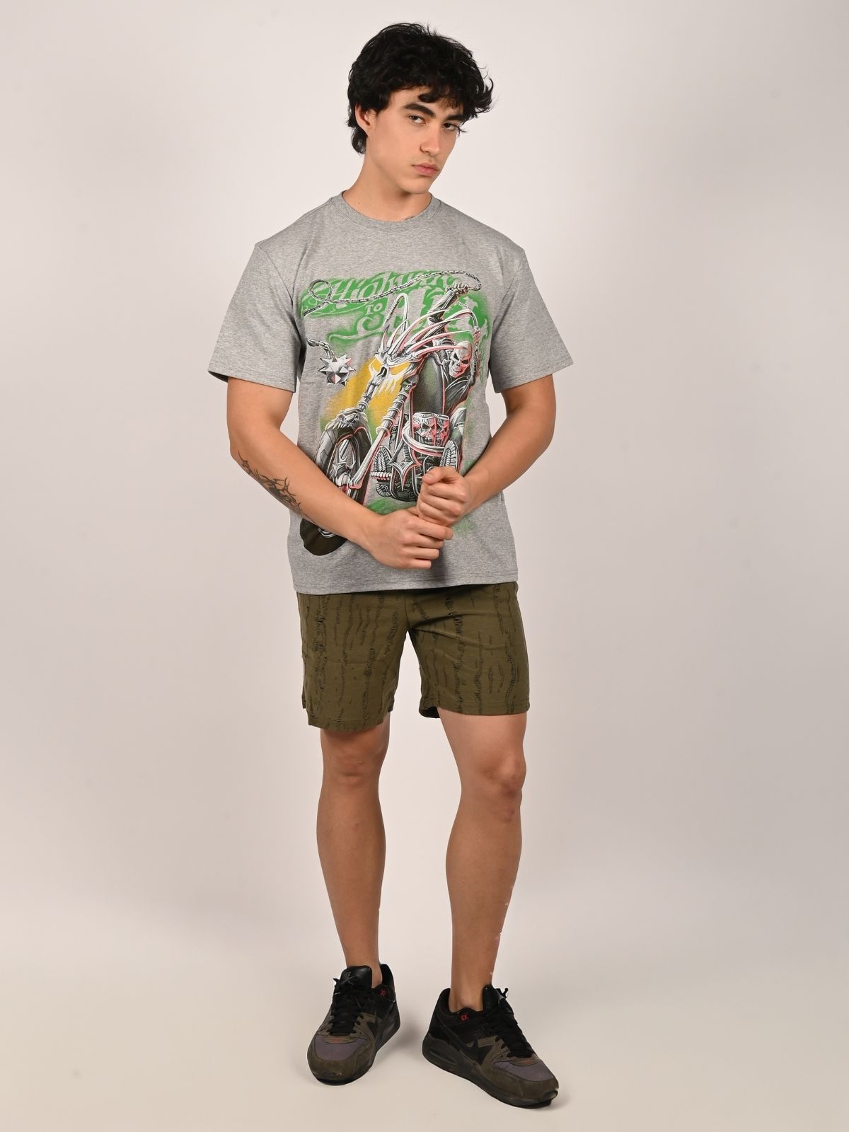 Franco Grey Cotton Jersey Printed T-Shirt For Men