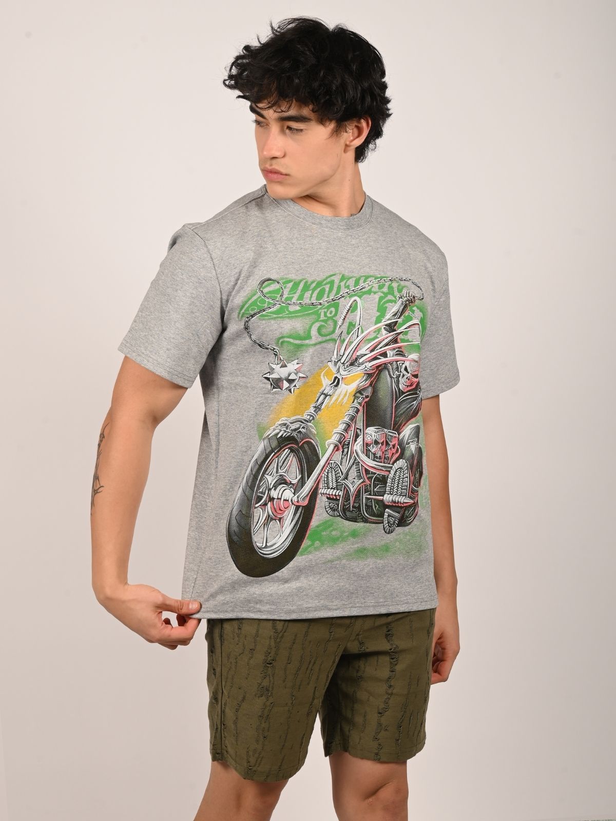 Franco Grey Cotton Jersey Printed T-Shirt For Men