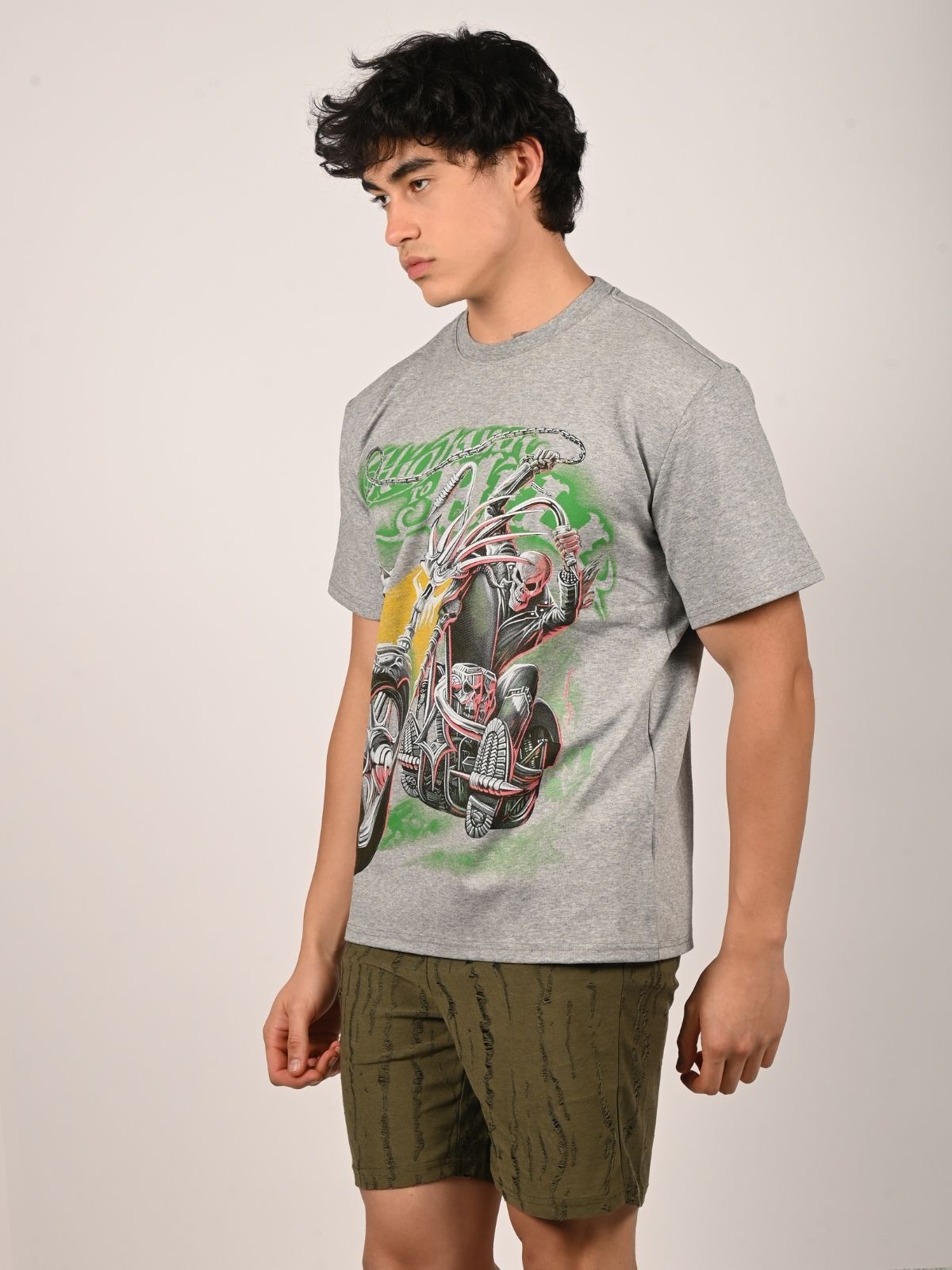 Franco Grey Cotton Jersey Printed T-Shirt For Men
