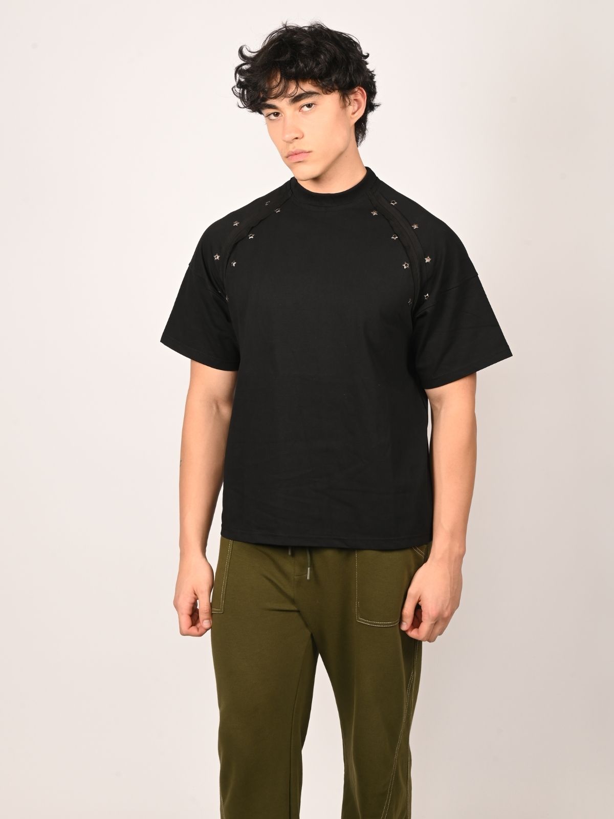 Franco Black Cotton Jersey Solid Design T-Shirt For Men