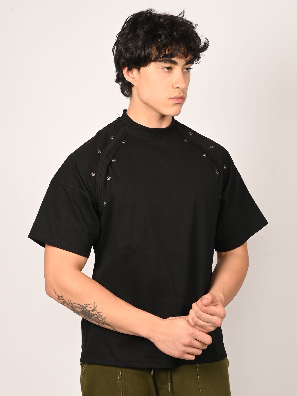 Franco Black Cotton Jersey Solid Design T-Shirt For Men