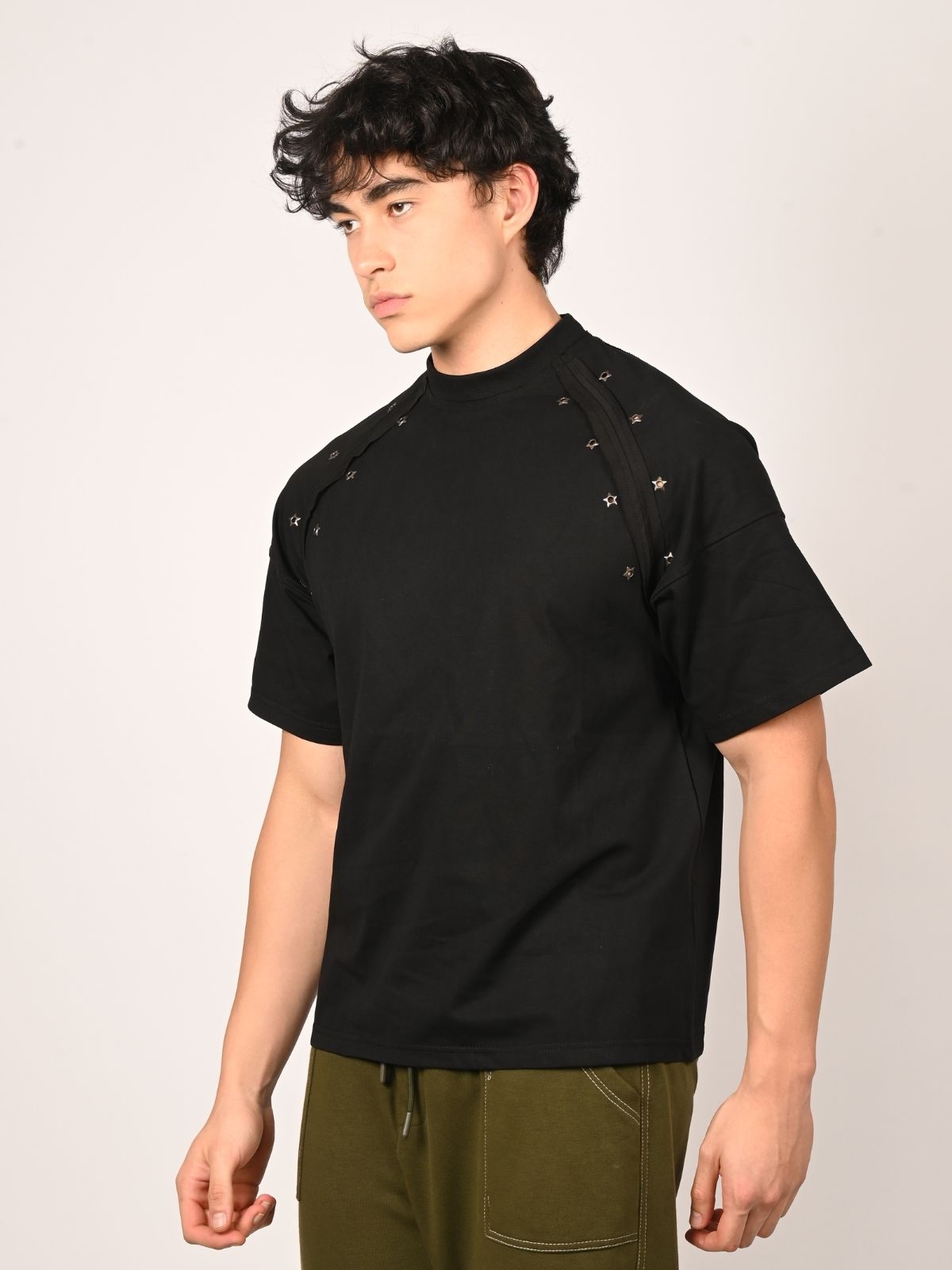 Franco Black Cotton Jersey Solid Design T-Shirt For Men