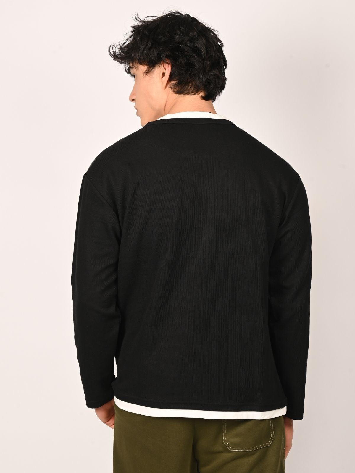 Franco Black Cotton Lycra Solid T-Shirt For Men