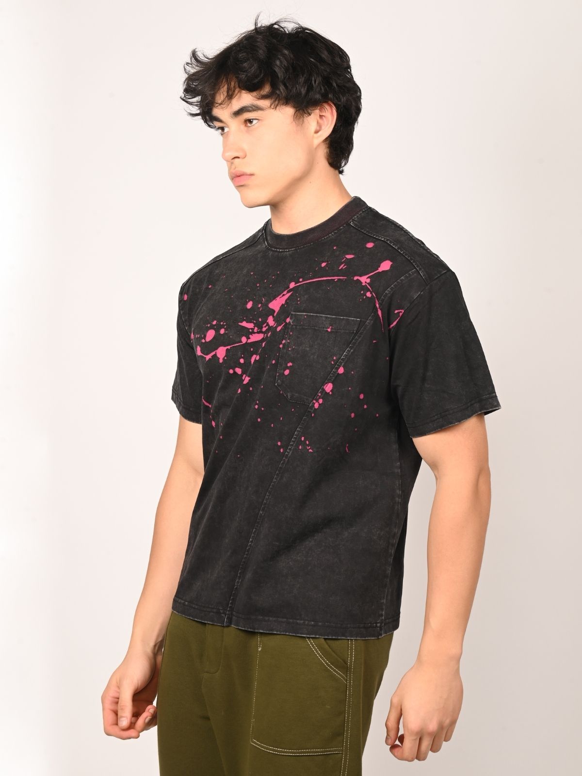 Franco Black Cotton Jersey Printed T-Shirt For Men