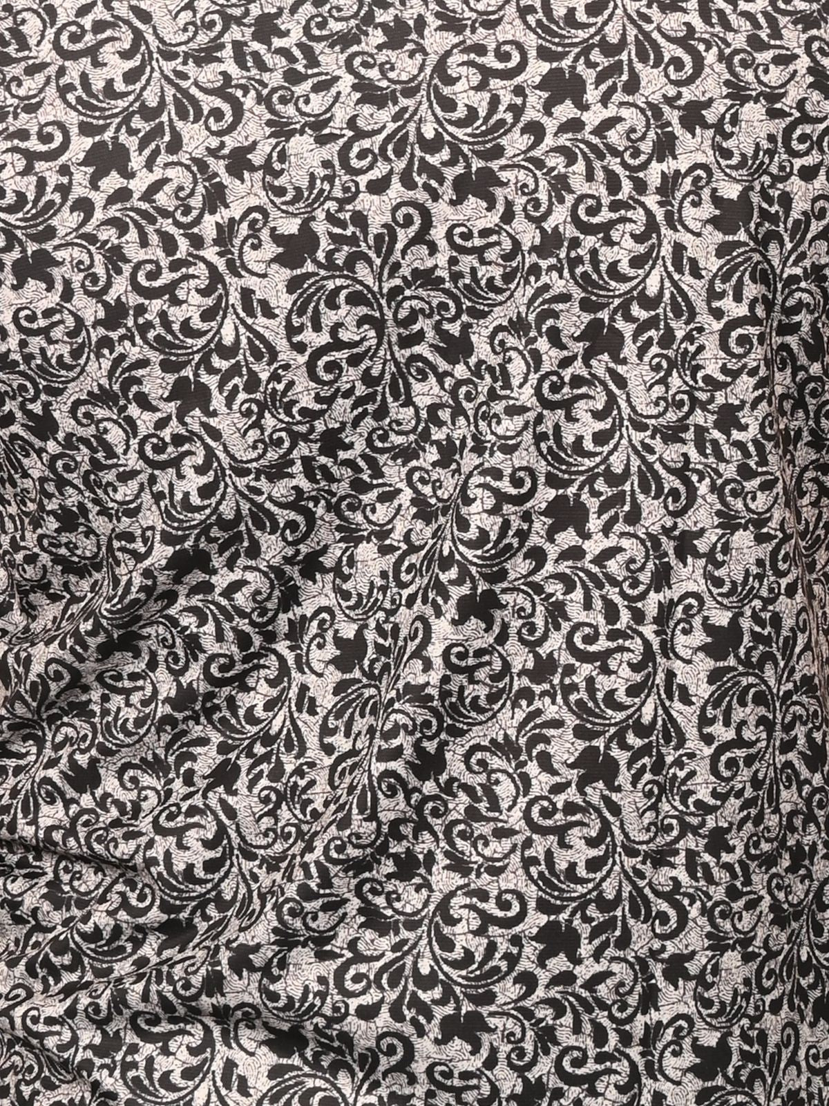 Franco Cream And Black Lycra Printed Shirts For Men