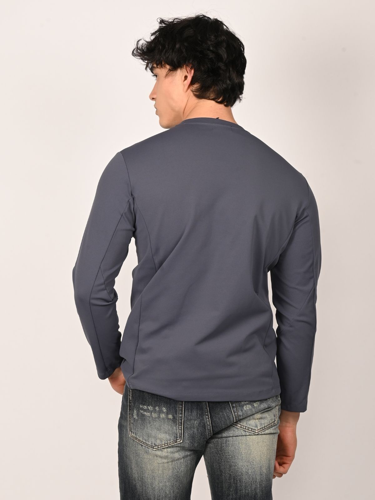 Franco Grey Cotton Lycra Solid T-Shirt For Men