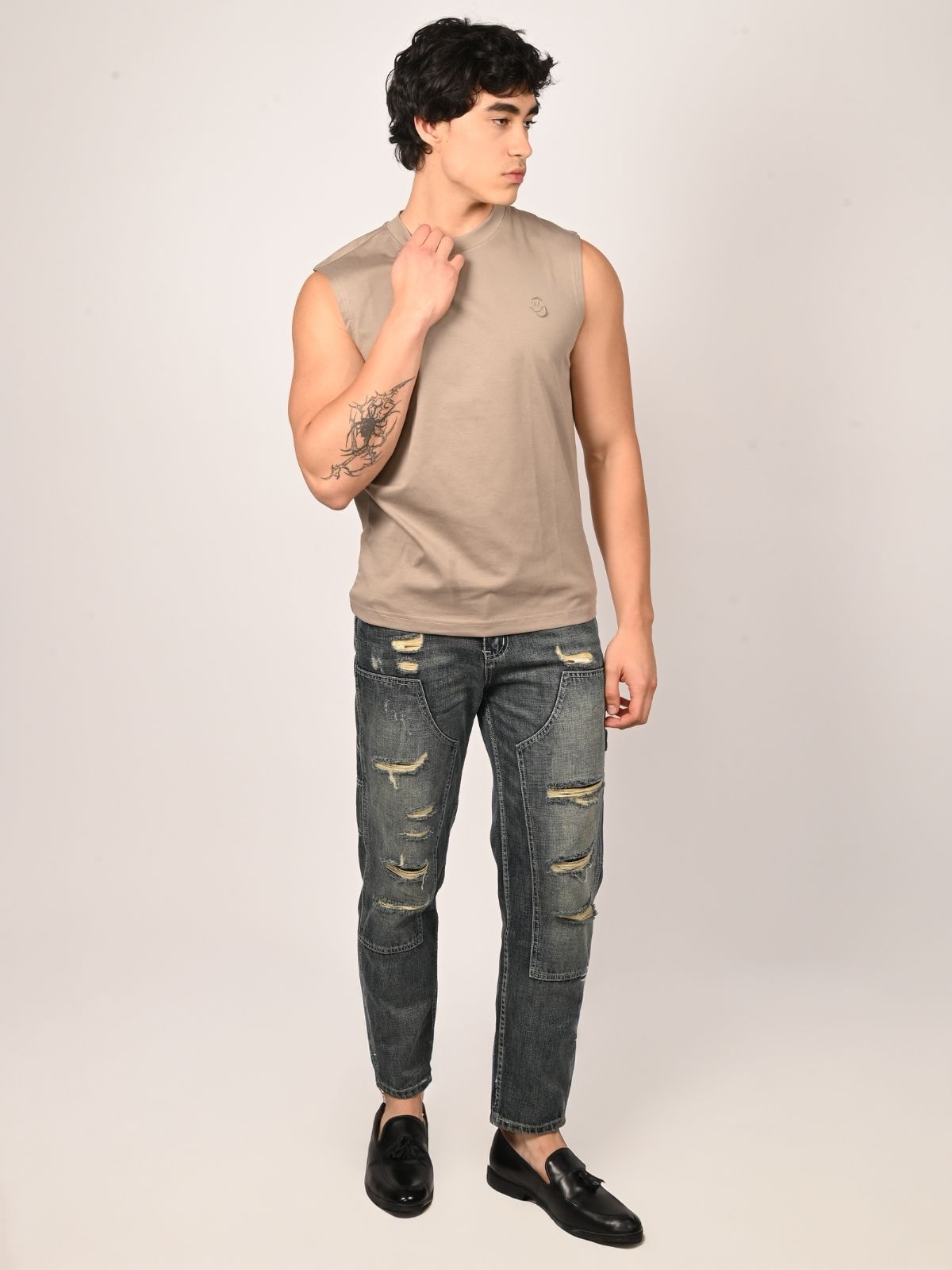 Franco Grey Cotton Jersey Printed T-Shirt For Men