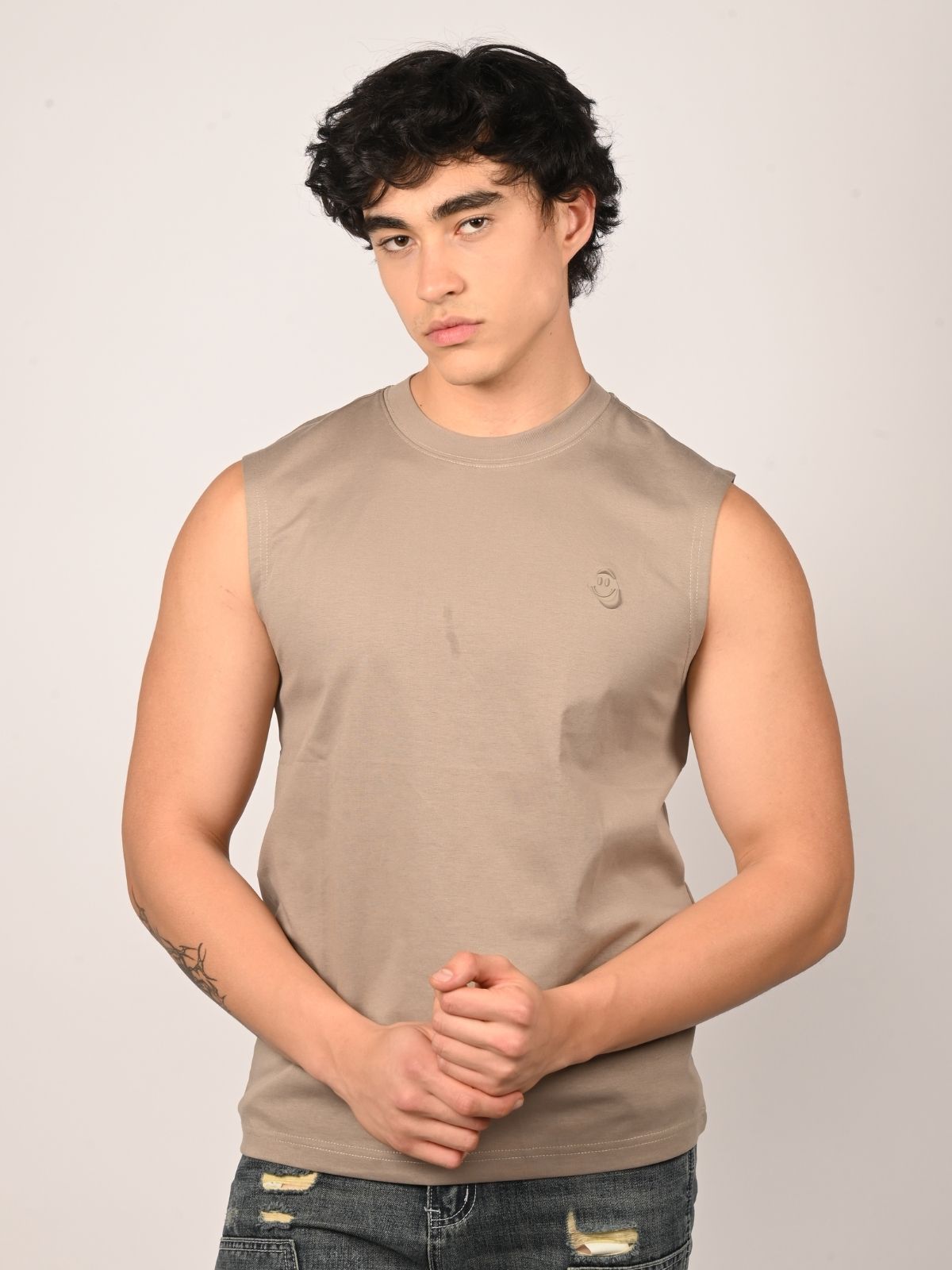 Franco Grey Cotton Jersey Printed T-Shirt For Men