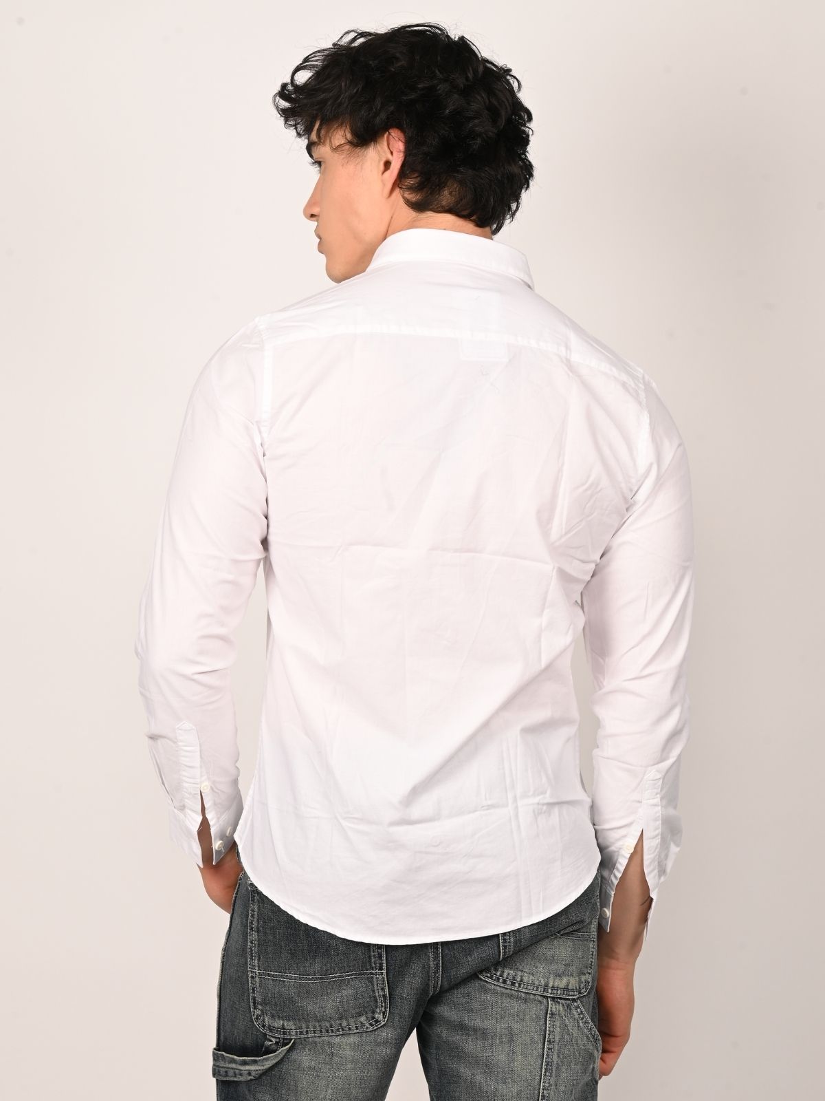 Franco White Cotton Blend Solid Shirts For Men