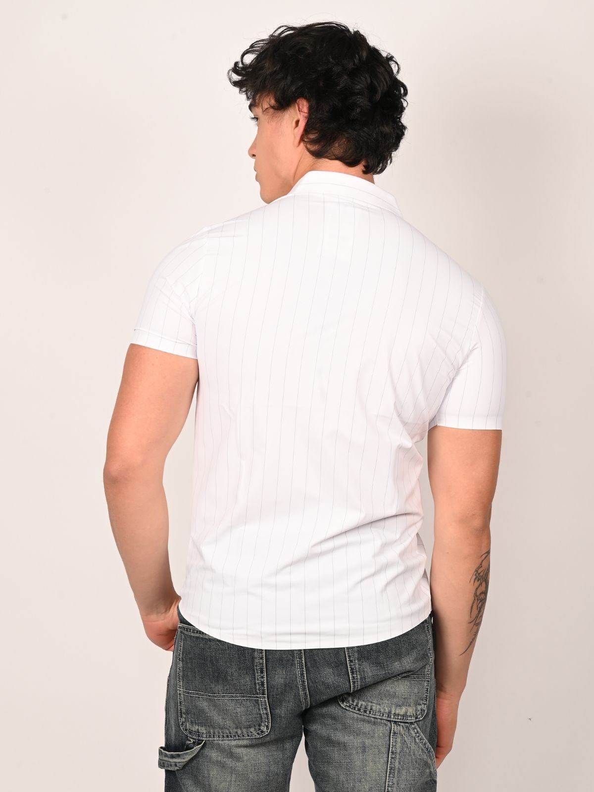 Franco White Polyester Lycra Solid Shirts For Men