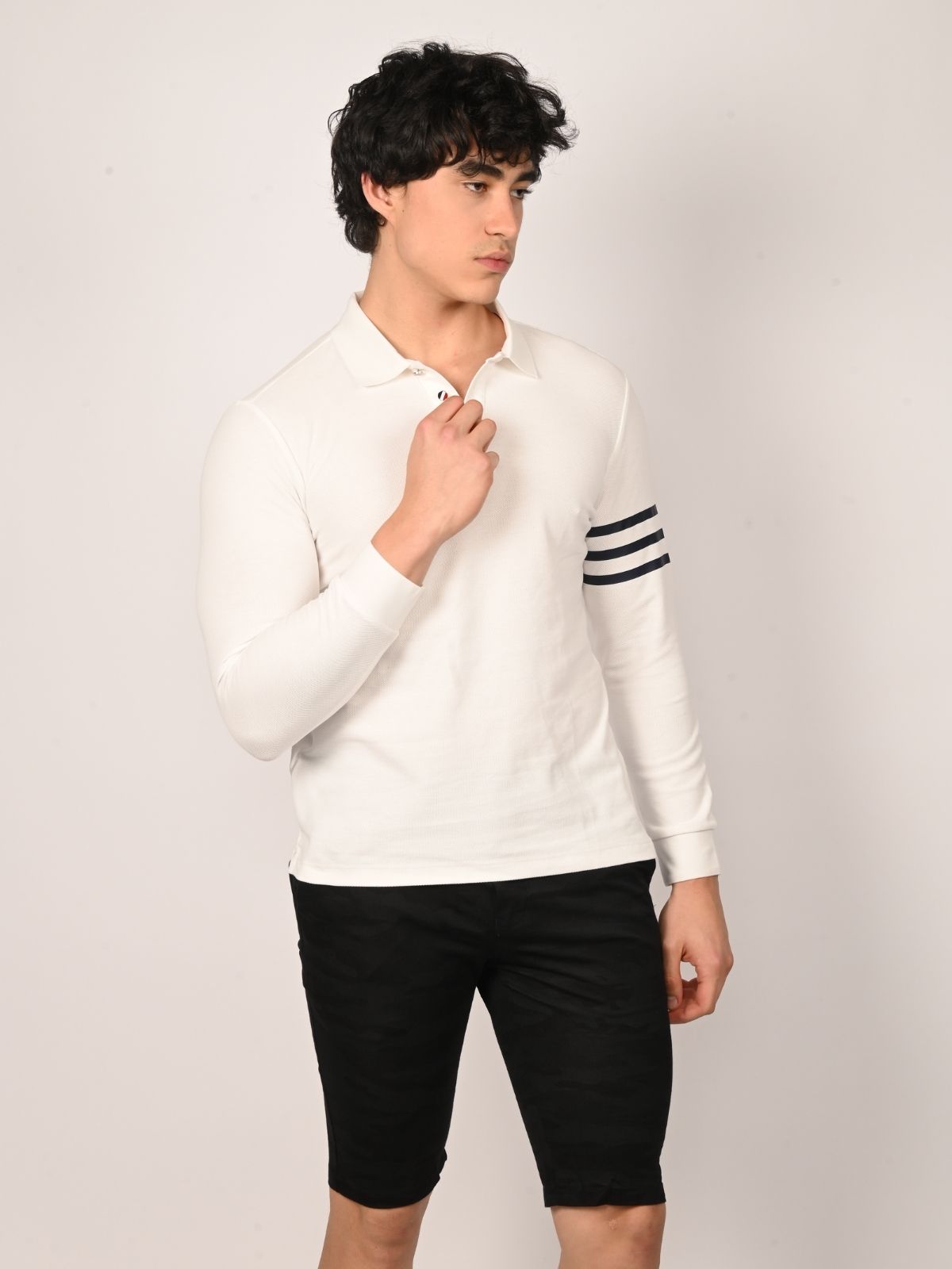 Franco White Cotton Pique Solid T-Shirt For Men