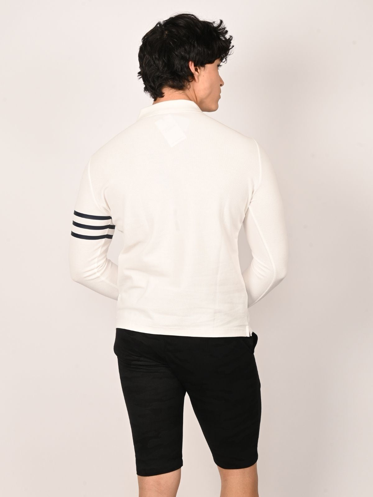 Franco White Cotton Pique Solid T-Shirt For Men