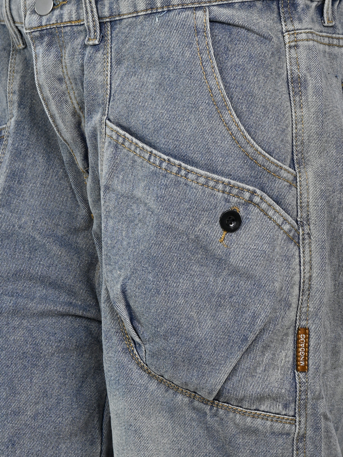 Blue Denim Plain Shorts