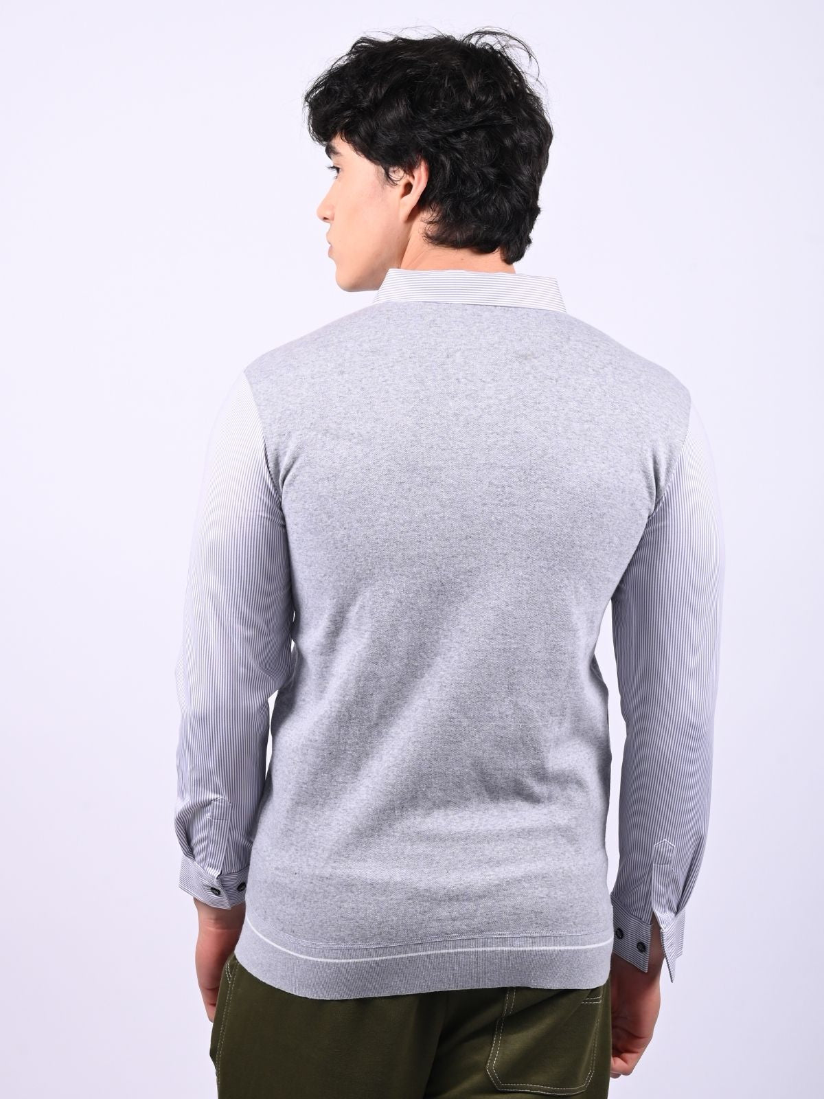 Franco Grey Cotton Pique Printed Polo Shirt For Men