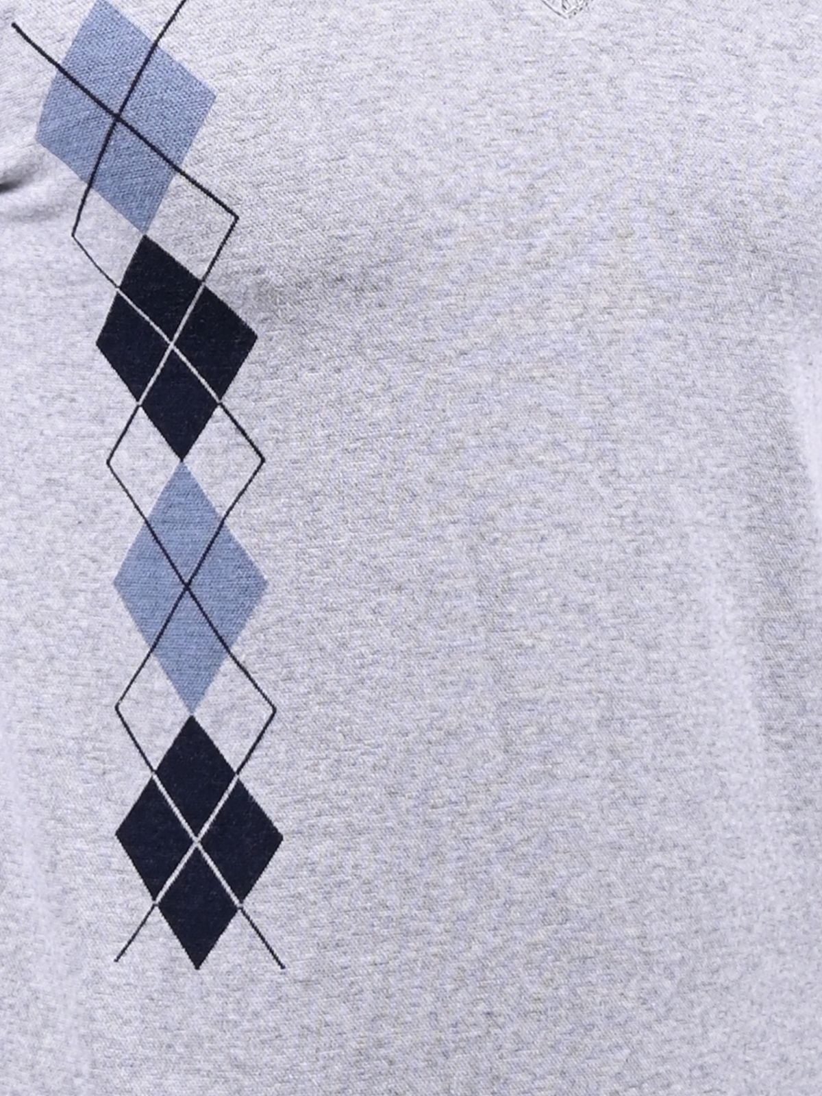 Franco Grey Cotton Pique Printed Polo Shirt For Men