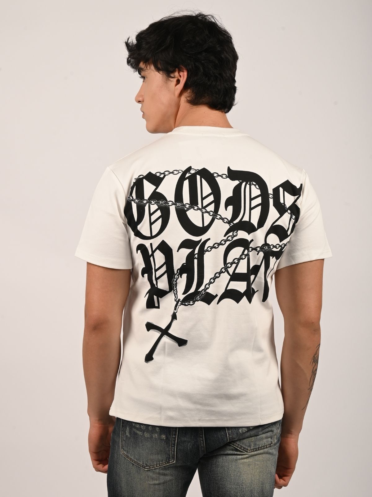 Franco White Cotton Jersey Printed T-Shirt For Men