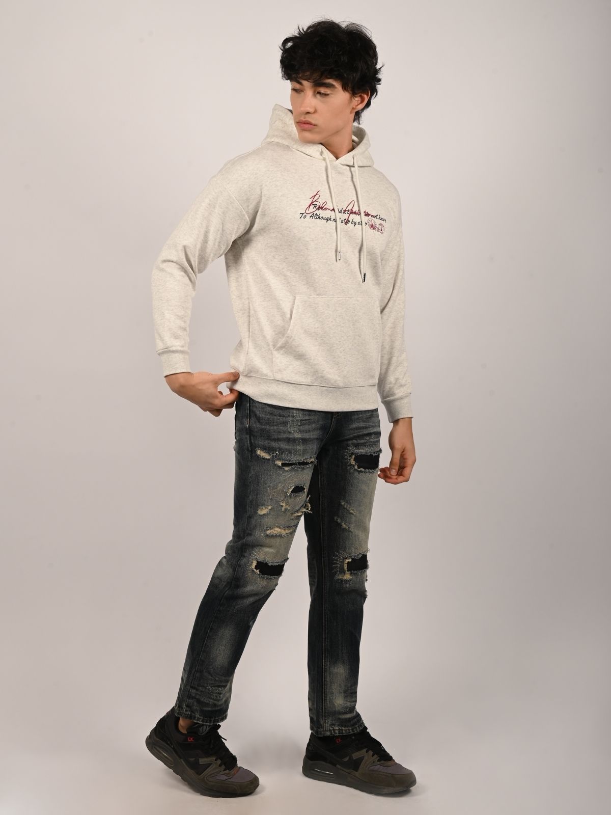 Franco White Cotton Polyster Fleece Printed Sweatshirts For Men