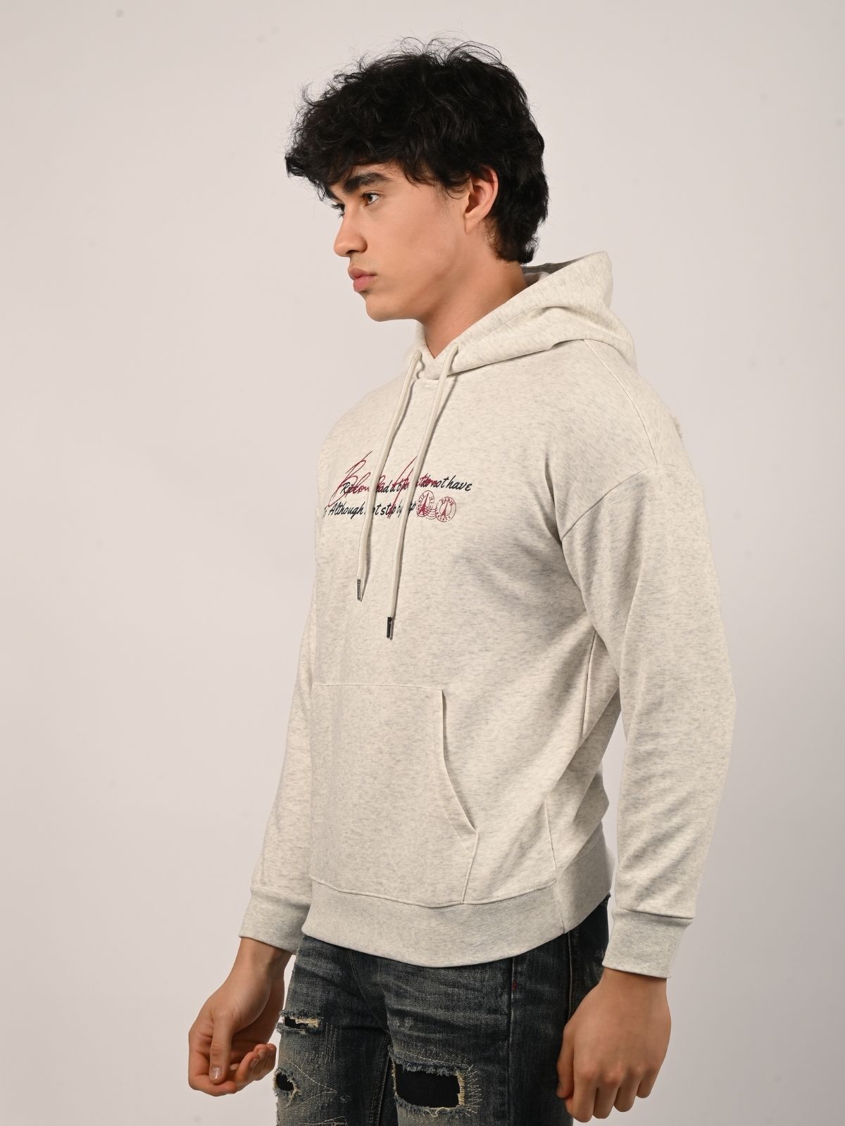 Franco White Cotton Polyster Fleece Printed Sweatshirts For Men