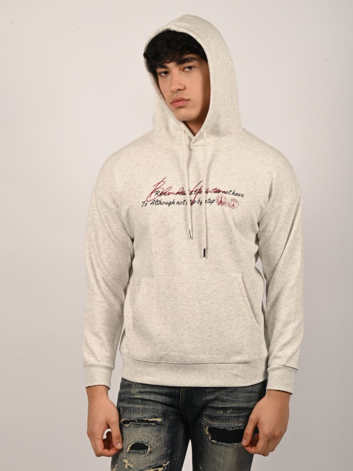Franco White Cotton Polyster Fleece Printed Sweatshirts For Men